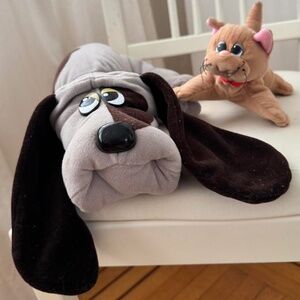 Vintage Pound Puppies Puppy Dog & cat, Stuffed Animal Plush Toy retro rare toys